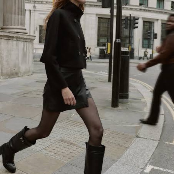 New Zara cropped double breasted jacket in black - small - Picture 6 of 6